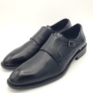Joseph Abboud Collection Black Leather Monk Strap Shoes Men's Size 9.5